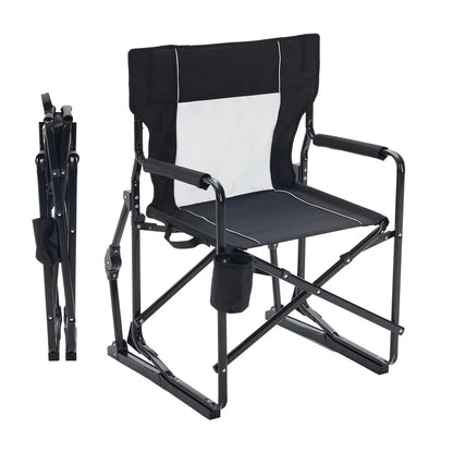Folding Camping Chair, Padded High Back, Adjustable Lumbar Support, Extra Wide for Adults, 500 Lbs Steel Frame, Portable Outdoor, Black