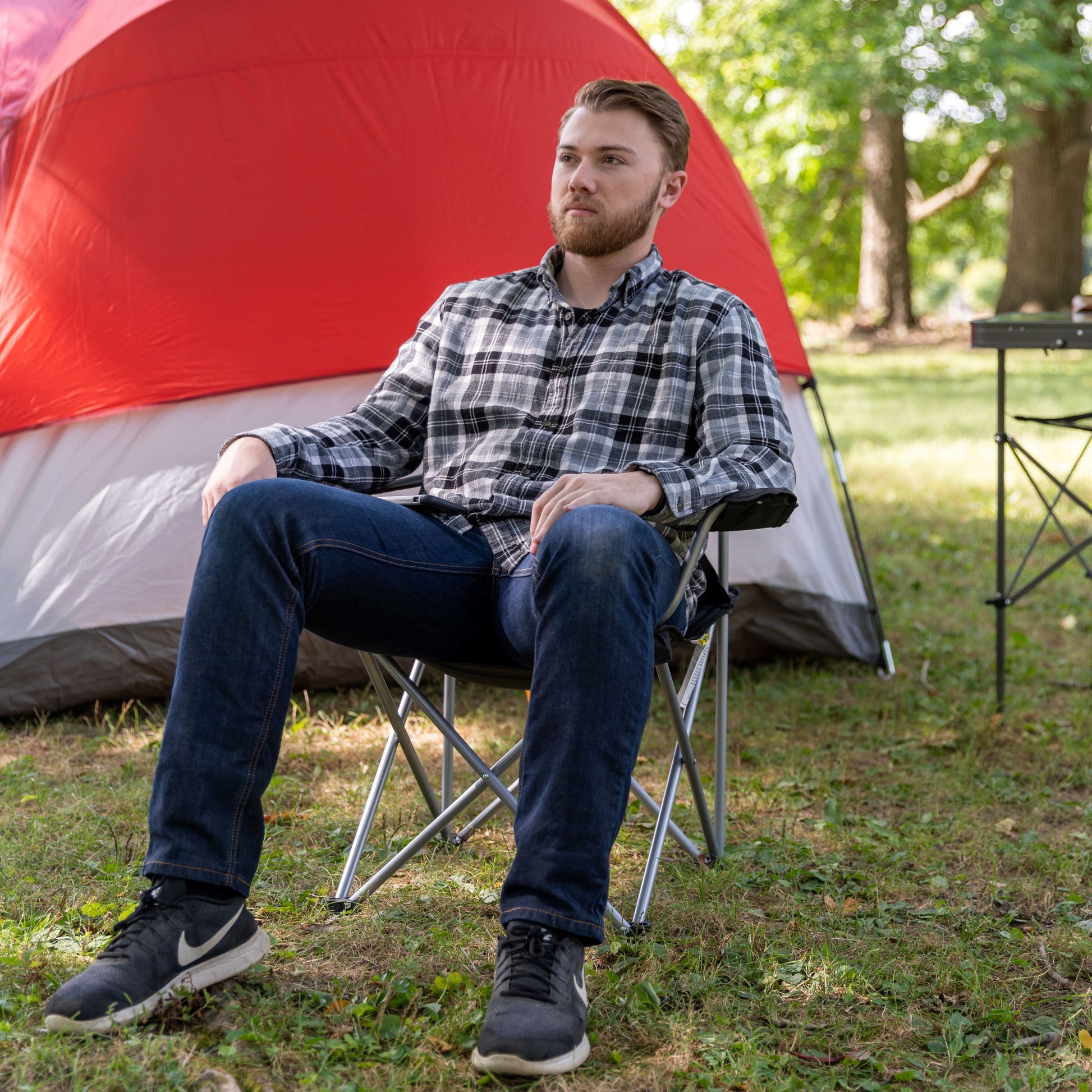 Quad Folding Camp Chair with Cup Holder, Black