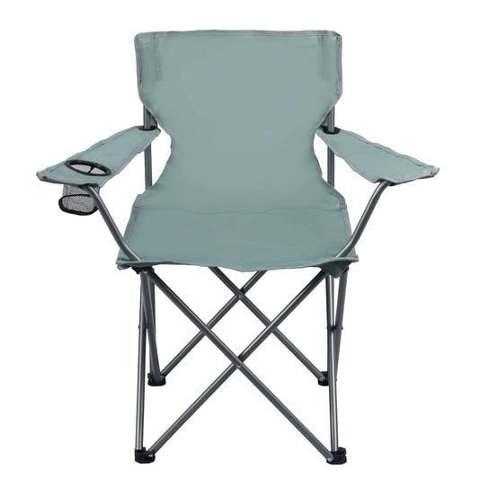 Basic Quad Folding Outdoor Adult Camp Chair with Cup Holder, Green Goddess