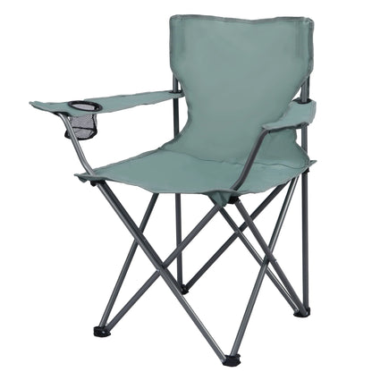 Basic Quad Folding Outdoor Adult Camp Chair with Cup Holder, Green Goddess