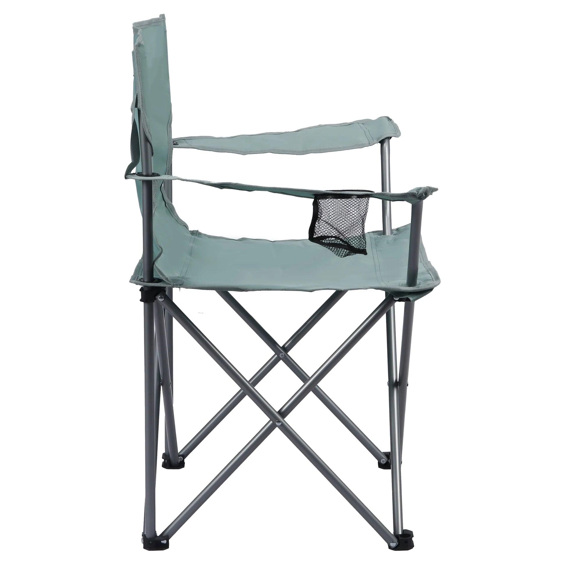 Basic Quad Folding Outdoor Adult Camp Chair with Cup Holder, Green Goddess