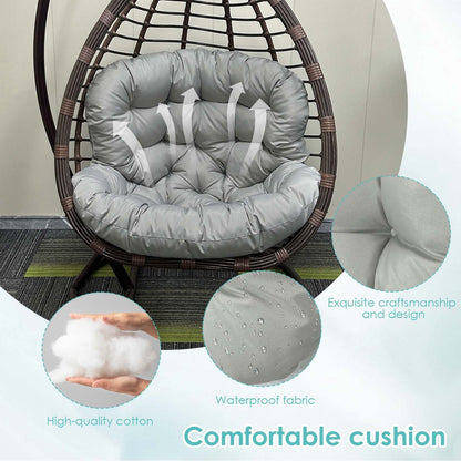 Swing Egg Chair Cushion, Waterproof Rocking Chair Pad, Oversized Hammock Chair Pad, Multifunctional Wicker Egg Lounge Chair Soft Cushion Indoor Outdoor, Gray