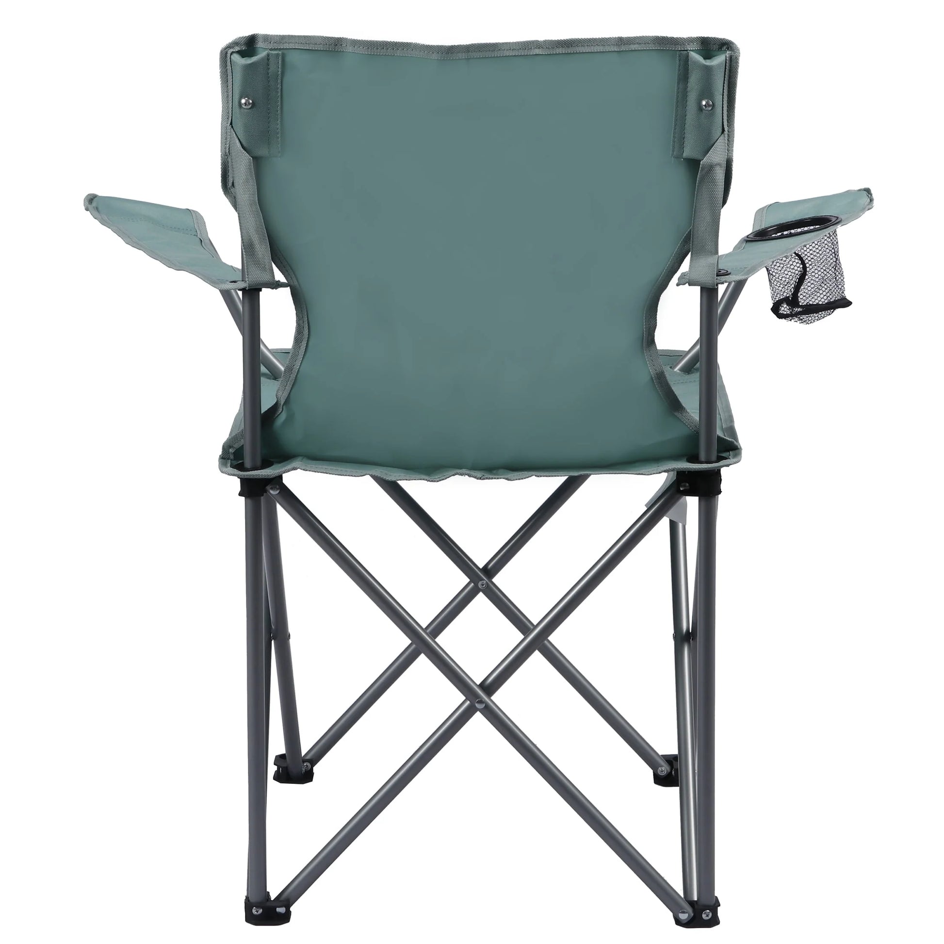 Basic Quad Folding Outdoor Adult Camp Chair with Cup Holder, Green Goddess