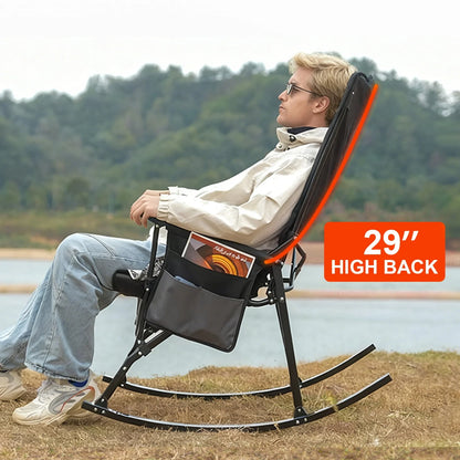 SUNSPIRE Folding Rocking Camping Chair 2-Pack, Heavy Duty Padded Rocker with High Back Hard Armrests for Outdoor Patio Garden