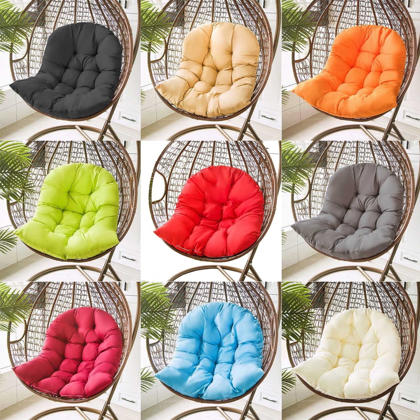 Hanging Basket Hanging Egg Chair Cushions,Indoor/Outdoor Swing Chair Cushion,Waterproof Soft Comfy Hammock Chair Seat Pads Back Cushion,Basket Chair Cushion for Patio Garden（Blue）